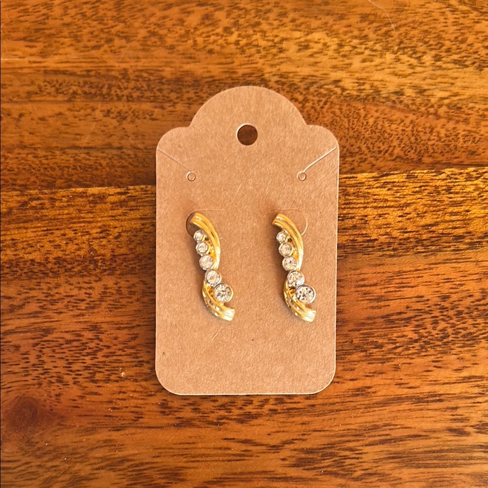 Elegant Gold and Silver Crystal Earrings